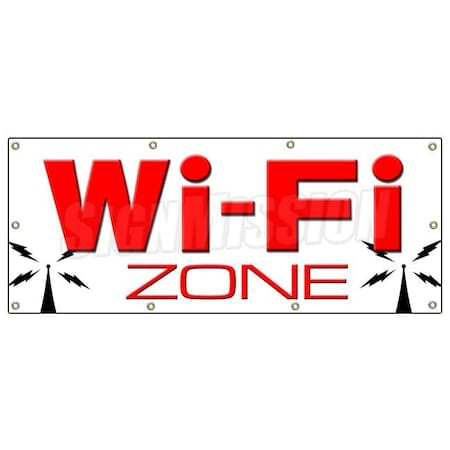 Signmission WI-FI ZONE BANNER SIGN wifi internet cafe hotspot signs free web B-96 Wifi Zone